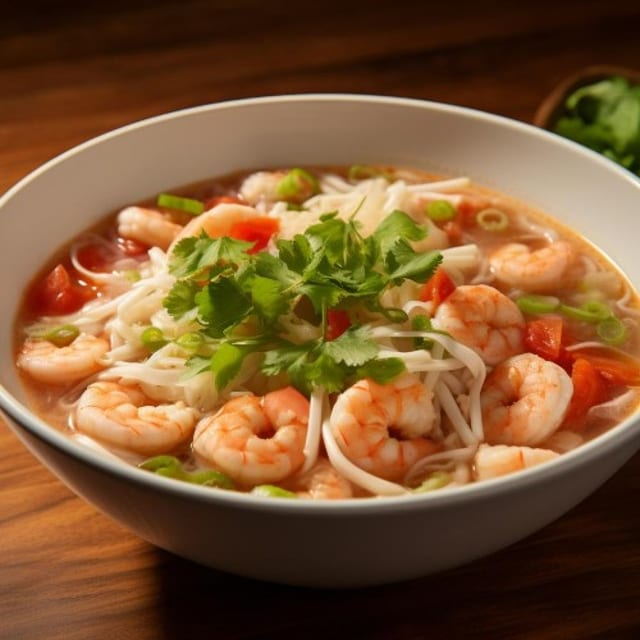 Pho with Poached Shrimp.
