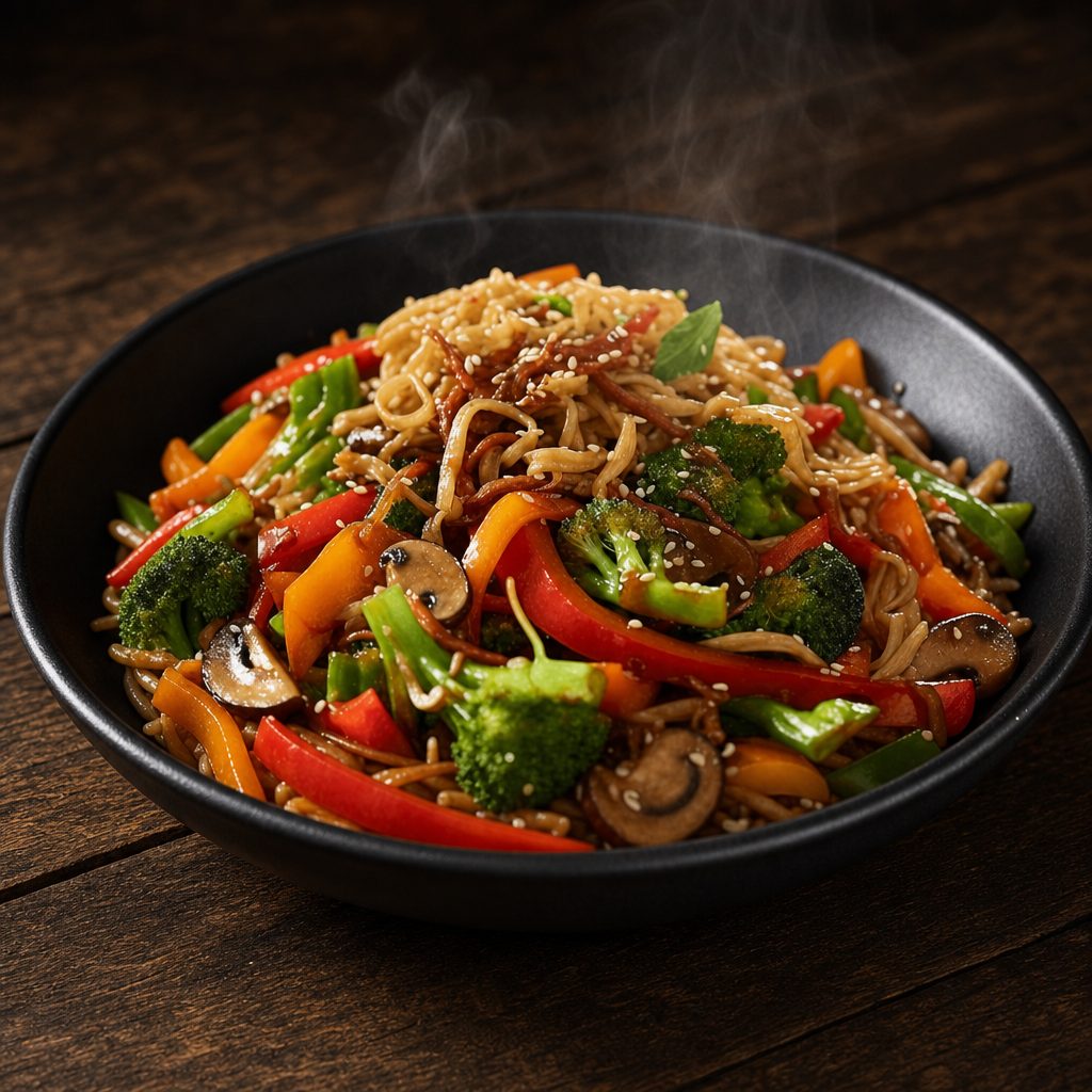 Stir Fried Rice Noodles with Vegetables.
