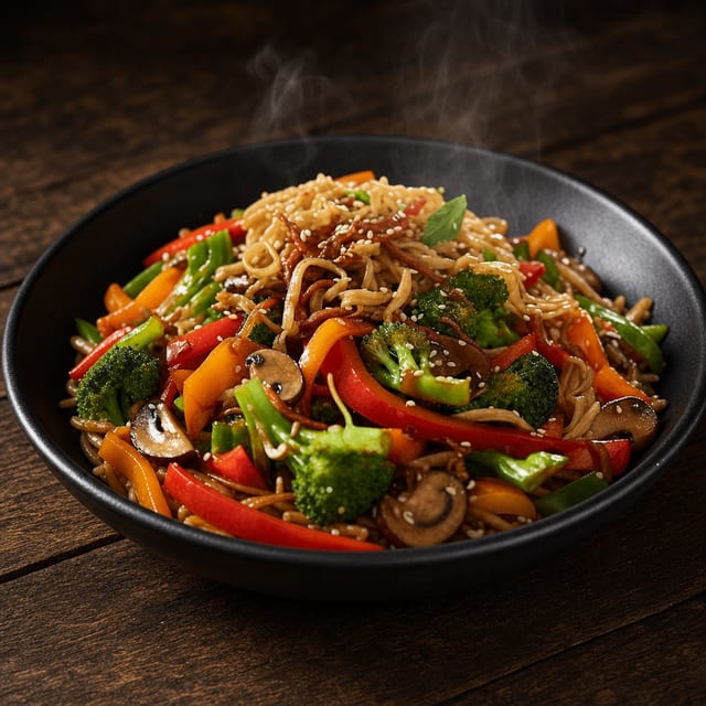 Stir Fried Rice Noodles with Vegetables.
