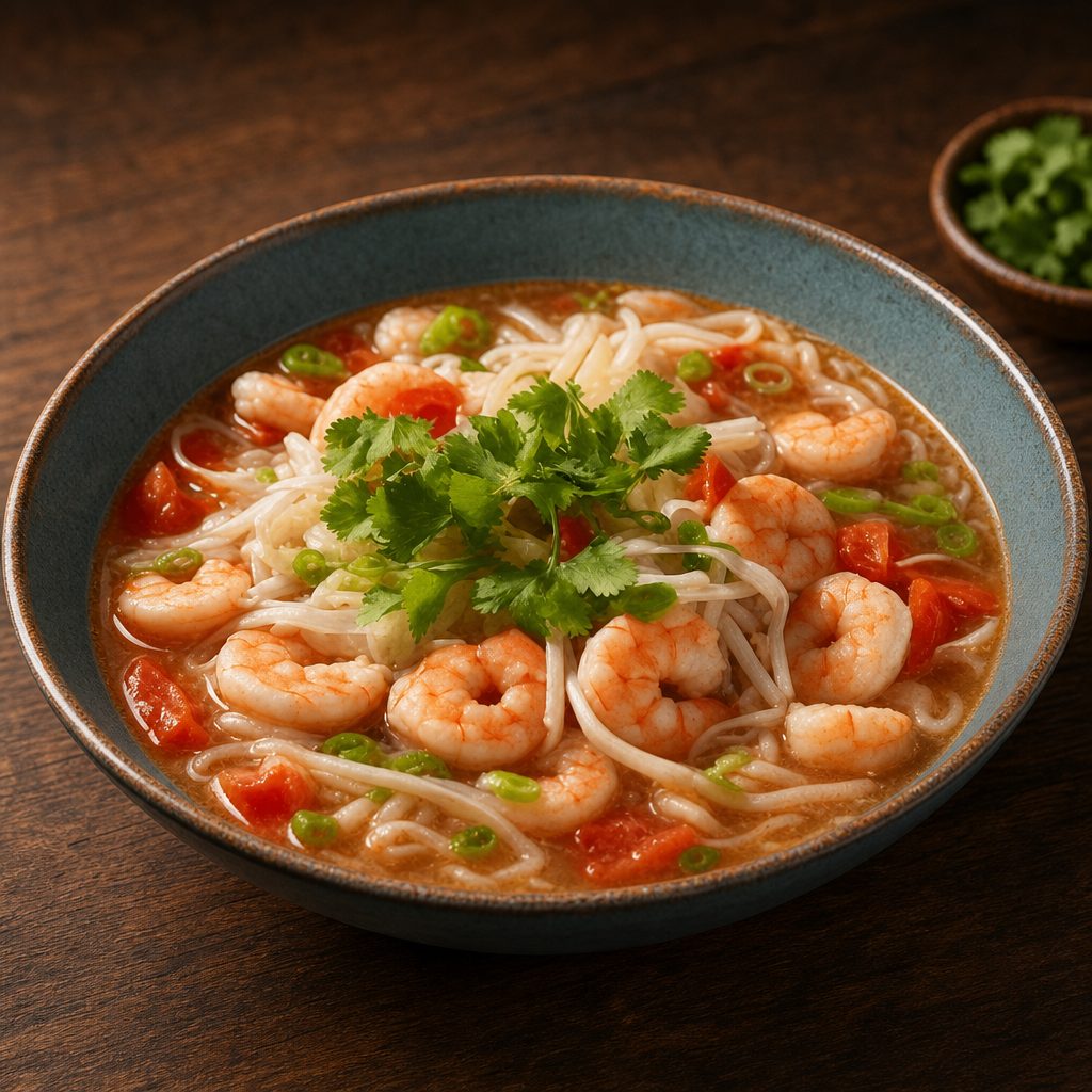 Pho with Poached Shrimp.