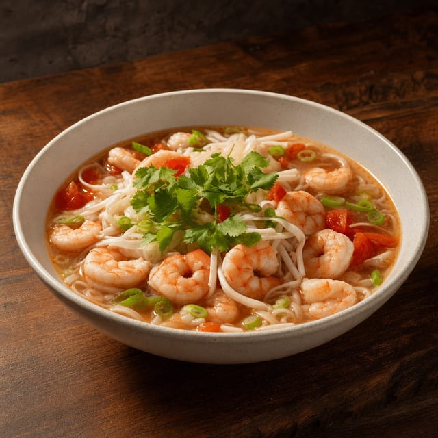 Pho with Poached Shrimp.