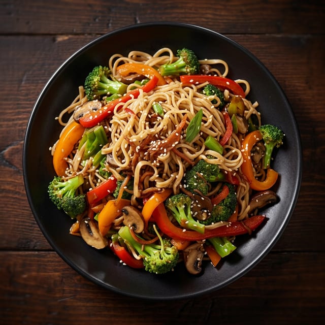 Stir Fried Rice Noodles with Vegetables.