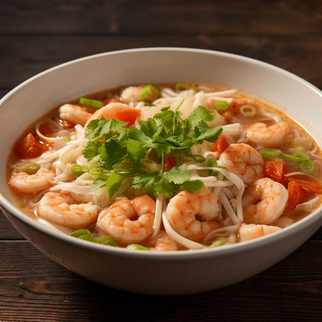 Pho with Poached Shrimp.