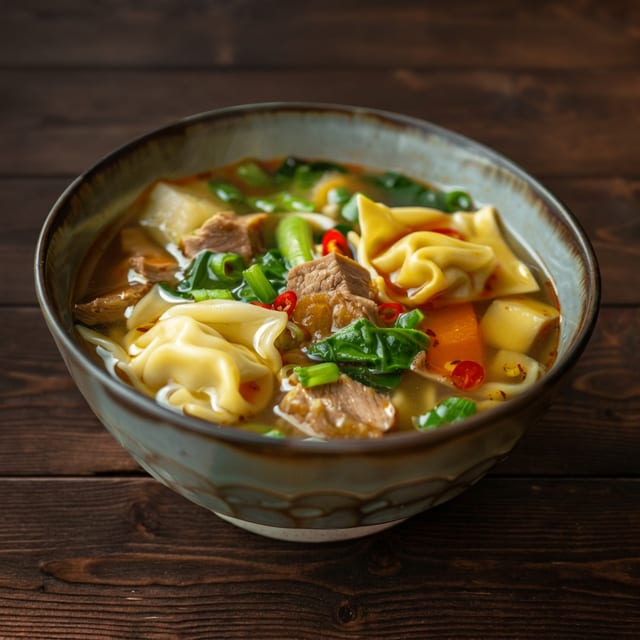 Wonton Egg Noodle Soup.