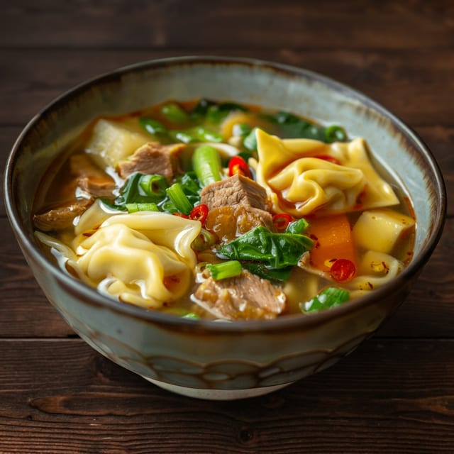 Wonton Egg Noodle Soup.
