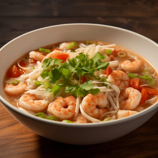 Pho with Poached Shrimp.