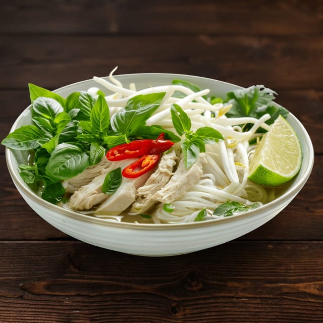 Pho with Poached Chk'n Breast.