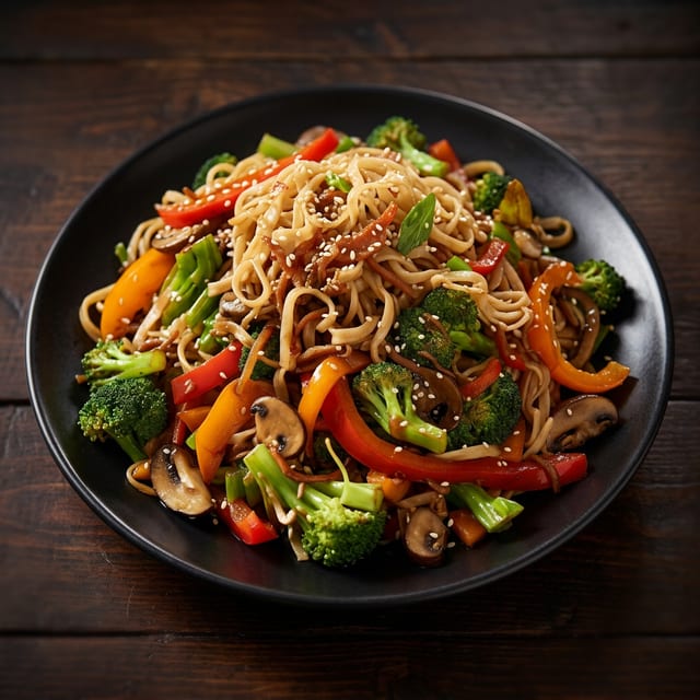 Stir Fried Rice Noodles with Vegetables.